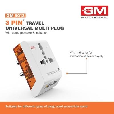 GM 3012 3 Pin Travel Universal Multi Plug Adaptor