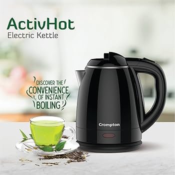 Crompton ActivHot Electric Kettle | 1.2 Litres | Cool Touch | Bl